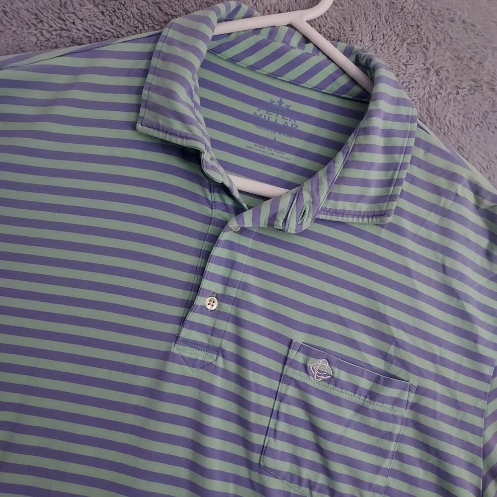 Peter Millar Polo Shirt Mens Large Seaside Wash Performance Cotton Stretch Golf